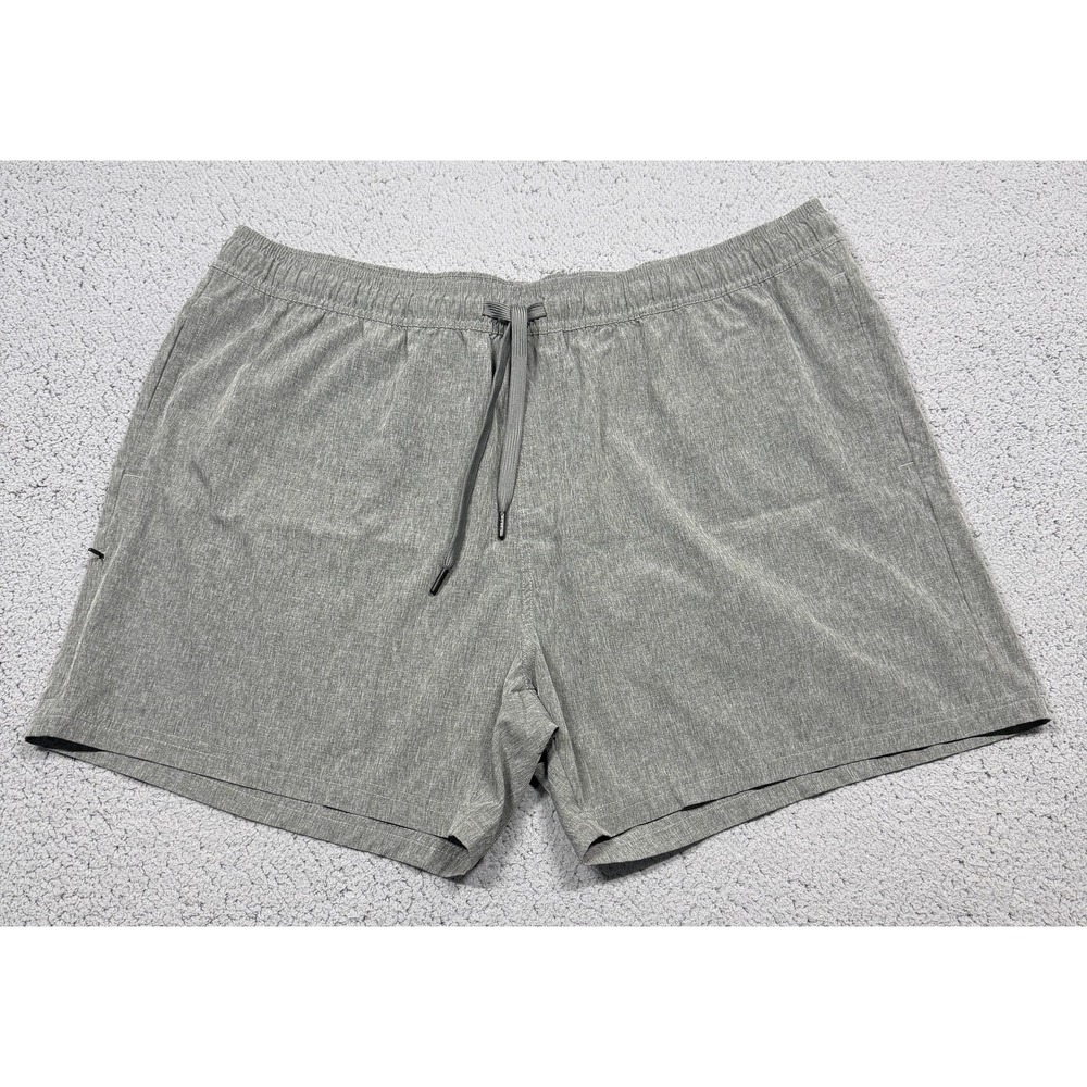 BYLT Shorts Mens 2XL Gray Chino Microfiber Drawstring Elastic Waist 5‎ Inseam